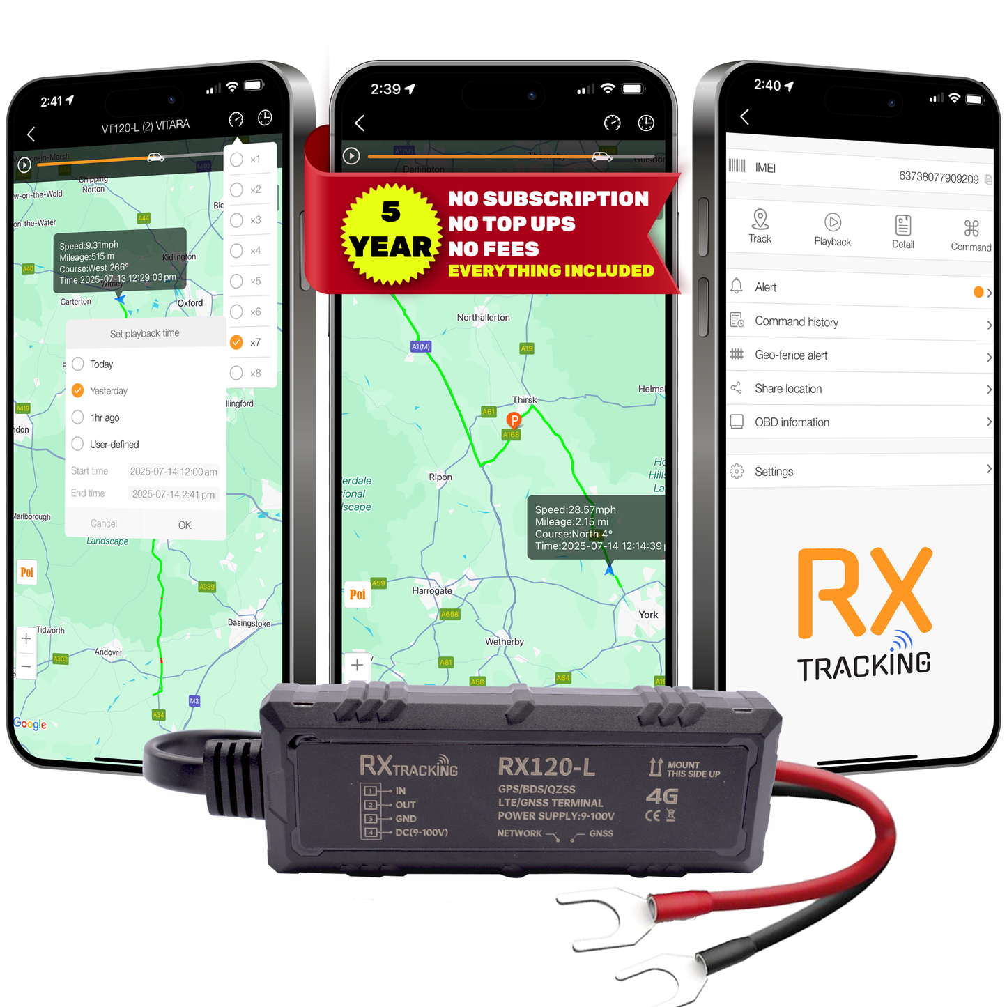 RX Tracking 4G GPS Tracker - Vehicle Car Van Tracking - 5 Year All Inclusive