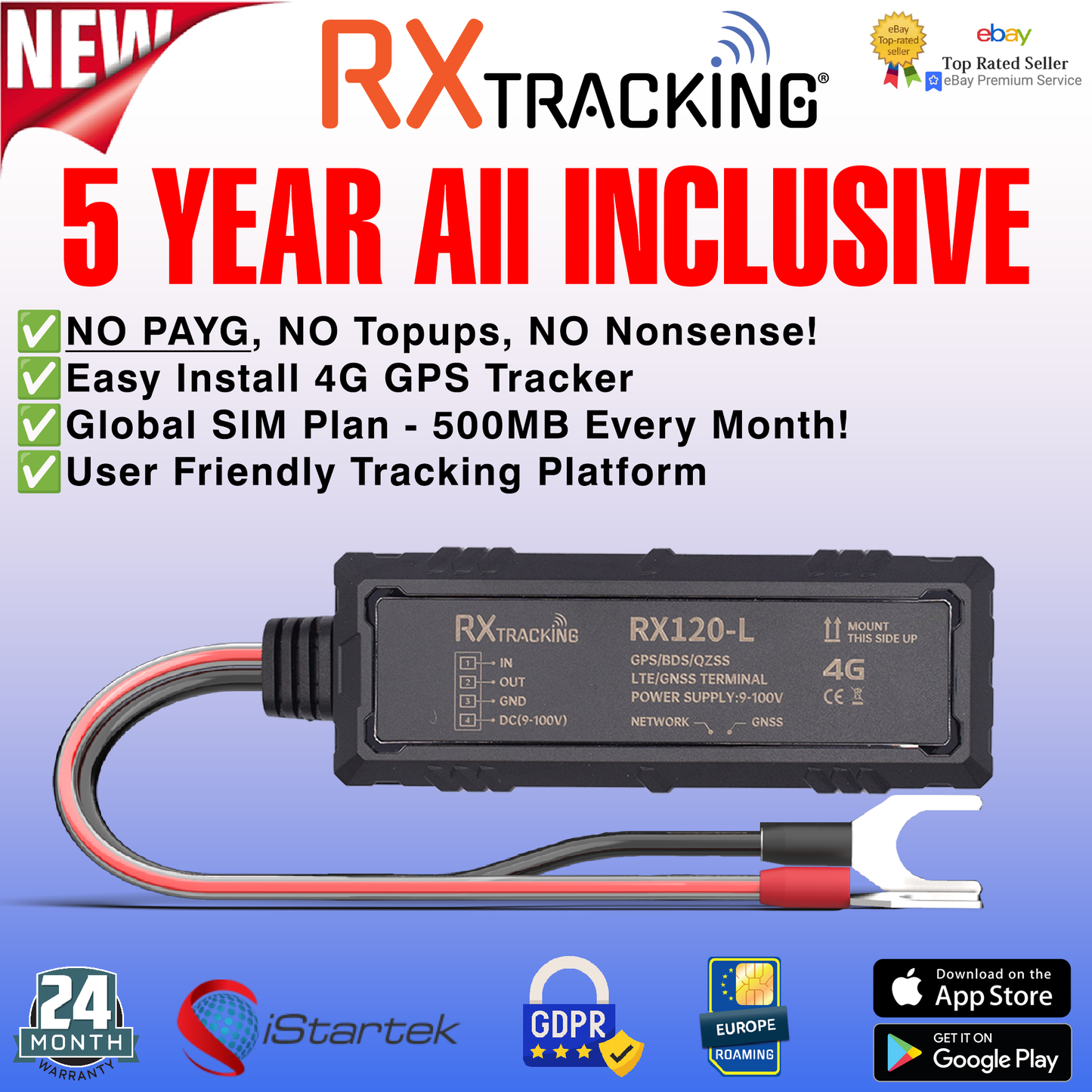 RX Tracking 4G GPS Tracker - Vehicle Car Van Tracking - 5 Year All Inclusive