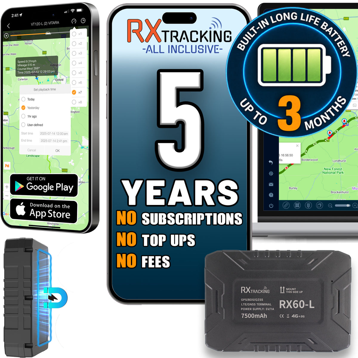 RX Tracking 4G BATTERY GPS Tracker - Vehicle Car Van Tracking - 5 Year All Inclusive