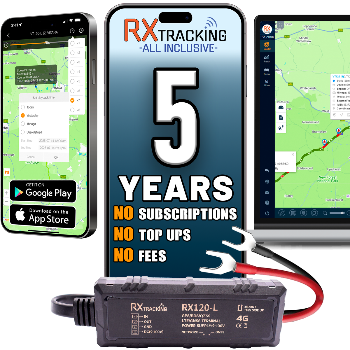 RX Tracking 4G GPS Tracker - Vehicle Car Van Tracking - 5 Year All Inclusive
