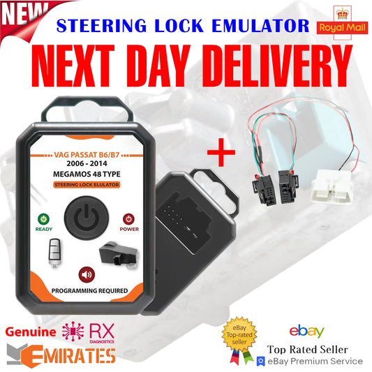 Passat B6/B7 MEGAMOS 48 2006 - 2014 ESL ELV SCL Steering Lock Emulator - + Connection Adapter